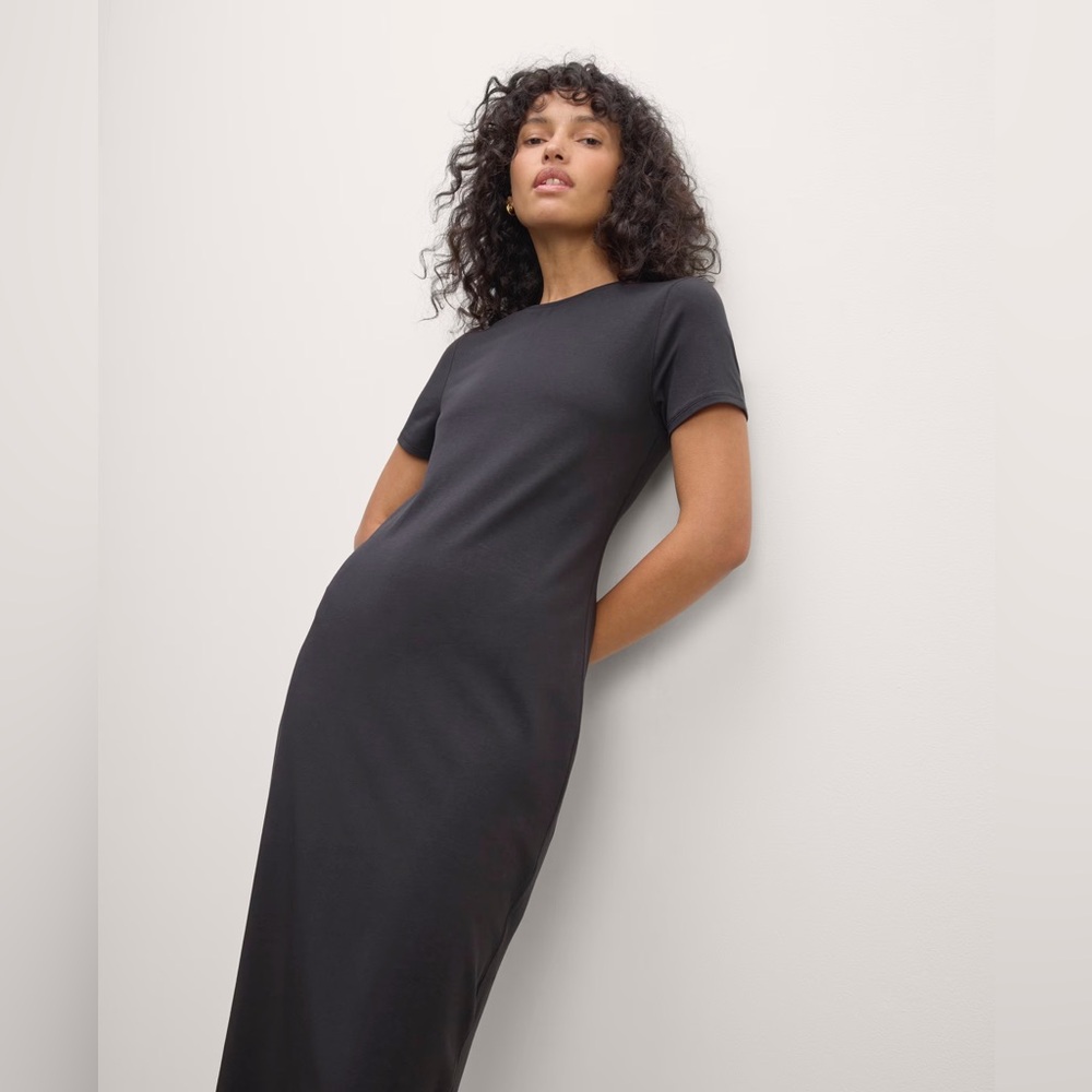 Everlane Black Supima Form Midi Dress